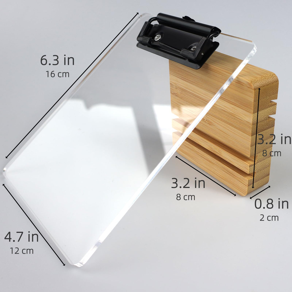 Mini Clipboard with Stand,Clear Acrylic Freestanding Small Clipboard A6 Size,Sign Holder,Document Typing Paper Stand,Menu Display Board,Receipt Holder (4"×6")