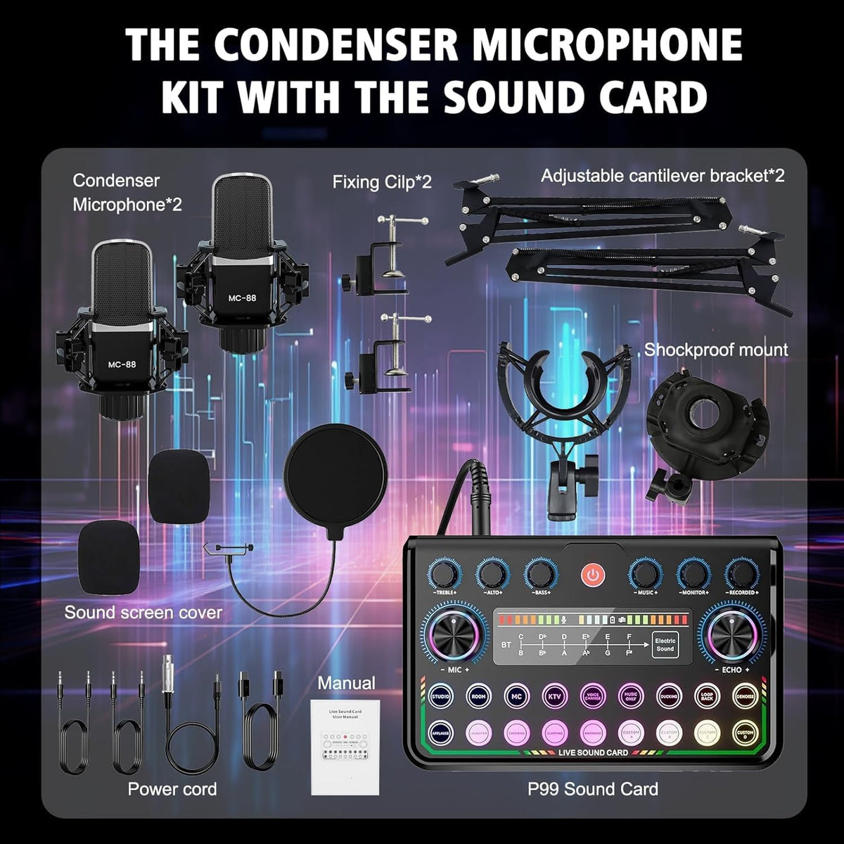 ALSO GO Upgraded Podcast Microphone Bundle, Podcast Equipment Bundle for 2, Recording Studio Equipment for Podcasting, Recording, Singing, Streaming, Gaming