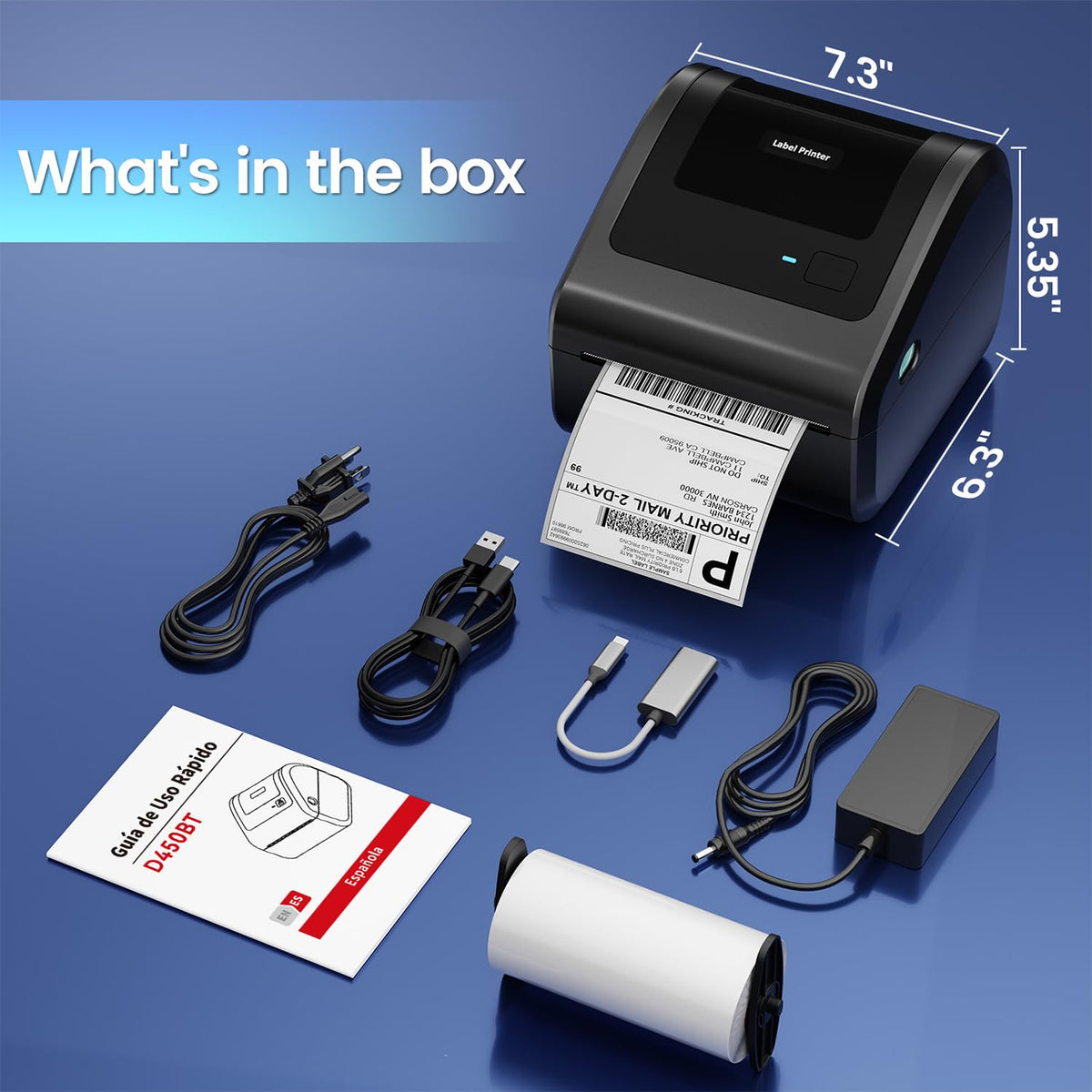 Omezizy Bluetooth Shipping Label Printer 4x6, D450BT Thermal Label Printer for Shipping Packages, Thermal Printers for Small Business, Compatible with Android, iPhone, Windows, macOS, Tiktok, UPS