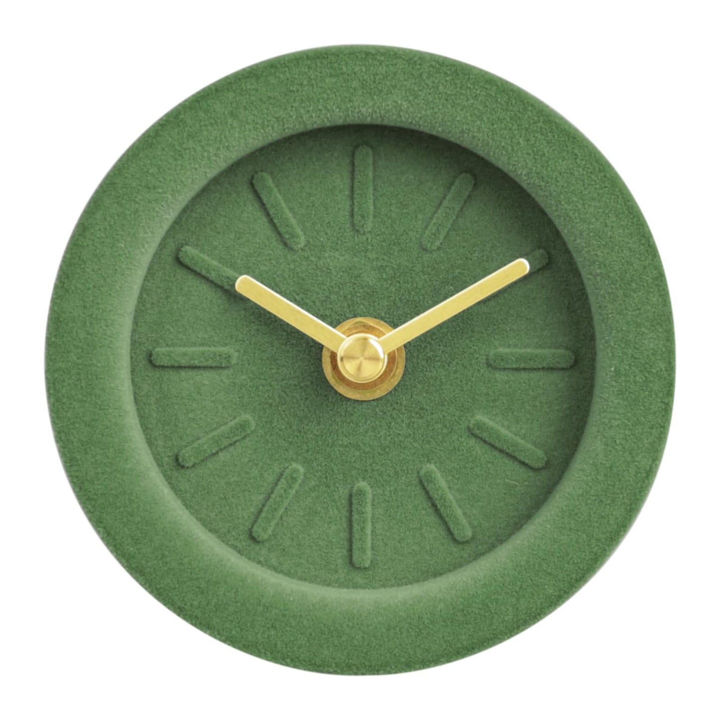 SCOAGE 4 Inch Minimalist Flocked Cement Desk Shelf Clock, Silent Non-Ticking Battery Operated, Modern Decorative Table Clock for Bedroom Bedside, Dresser, Mantel, Home Office (Green)