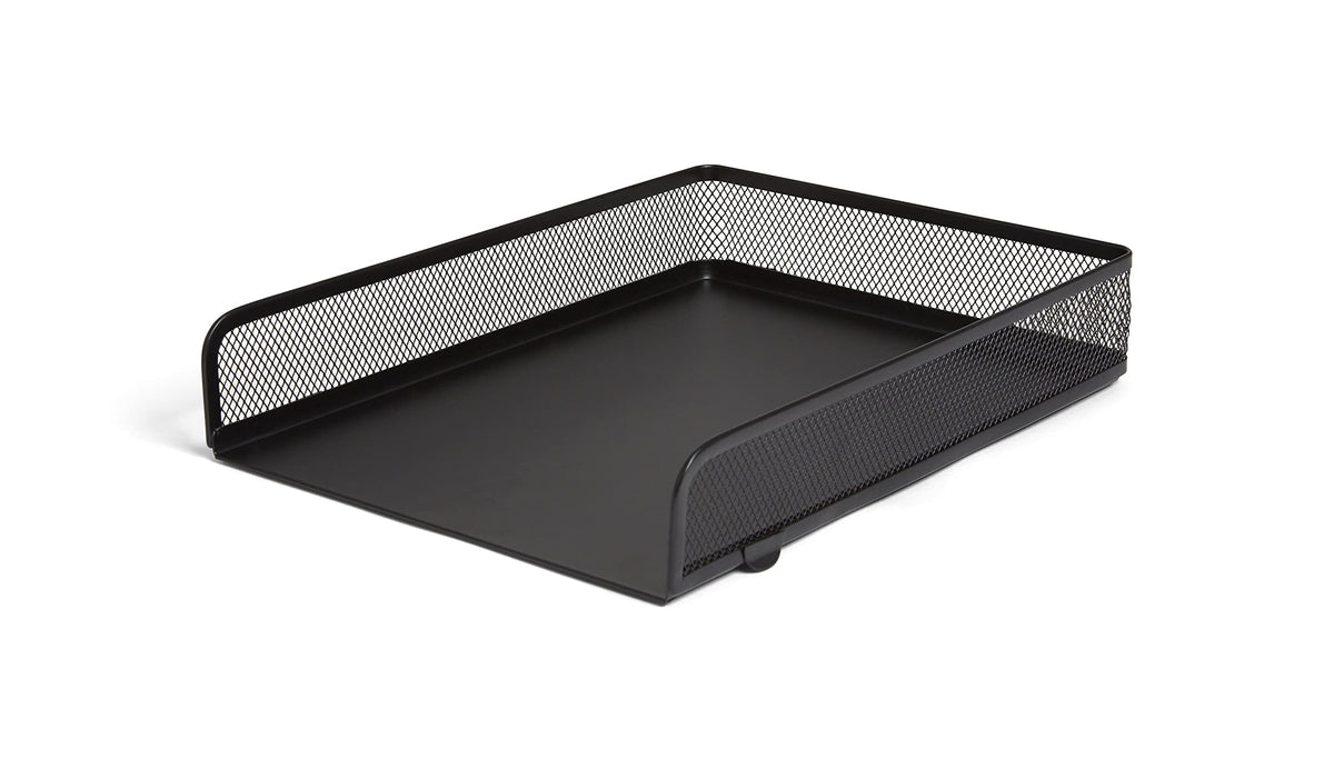 TRU RED Front‑Load Stackable Metal Letter Tray – Desktop Paper Organizer for Office Files & Documents