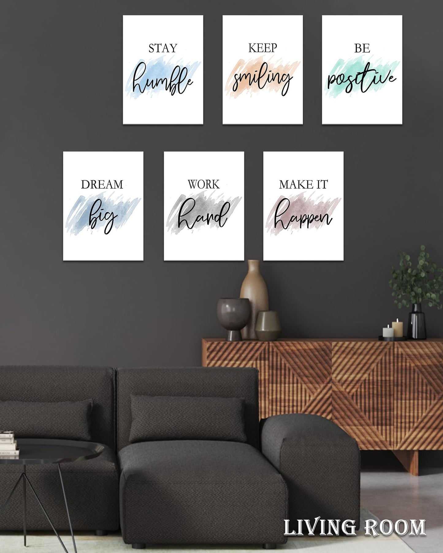 Drsoum Motivational Wall Decor Inspirational Office Wall Art Quotes 12β x16β Framed Wall Art for Living Room Encouraging Canvas Posters for Office Bedroom Sayings - Set of 6 PCS Framed