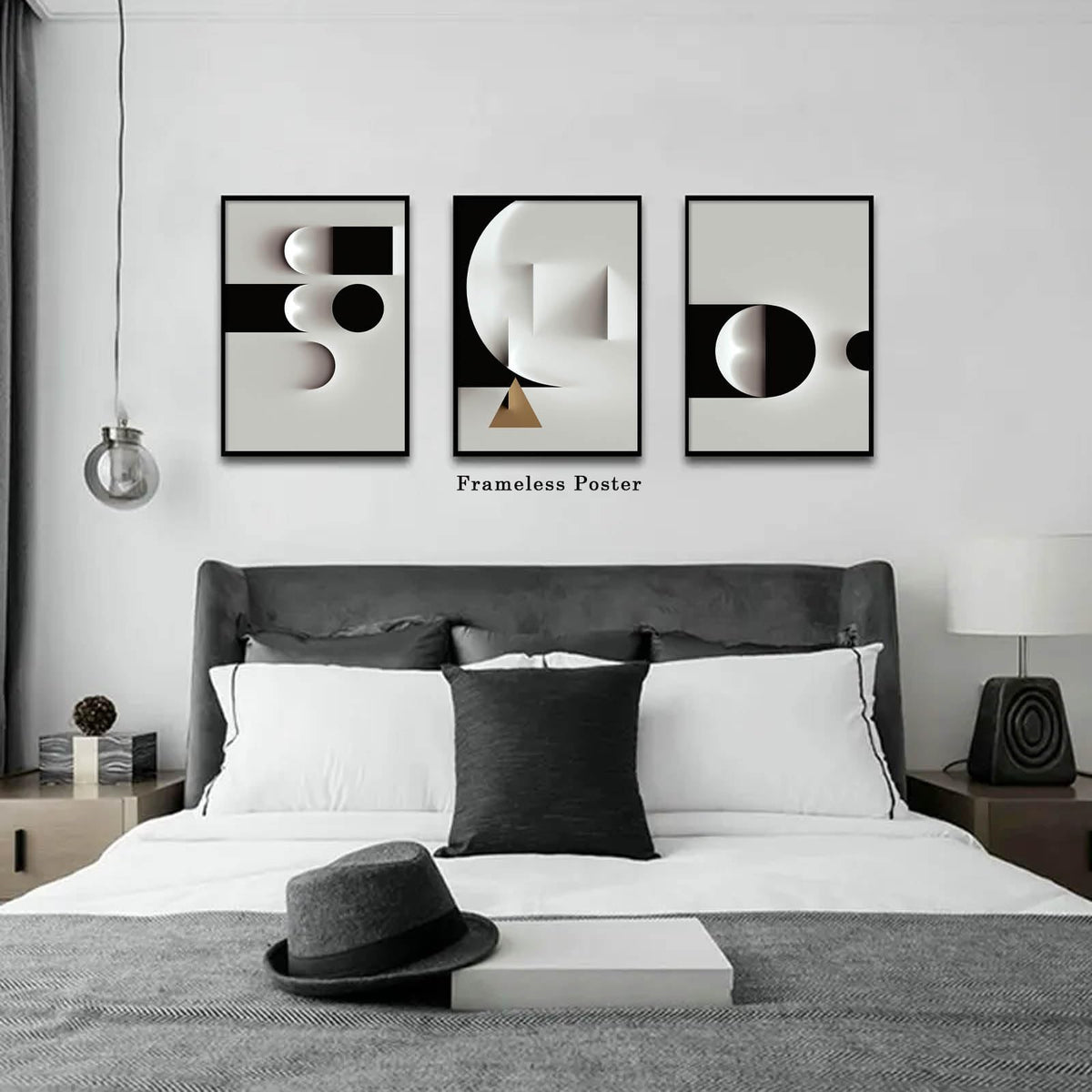 Abstract Geometric Canvas Wall Art Minimalist Black and White Geometric Poster Prints Modern Abstract Geometric Canvas Black and White Grey Abstract Art for Living Room Wall Decor 16x24inch No Frame