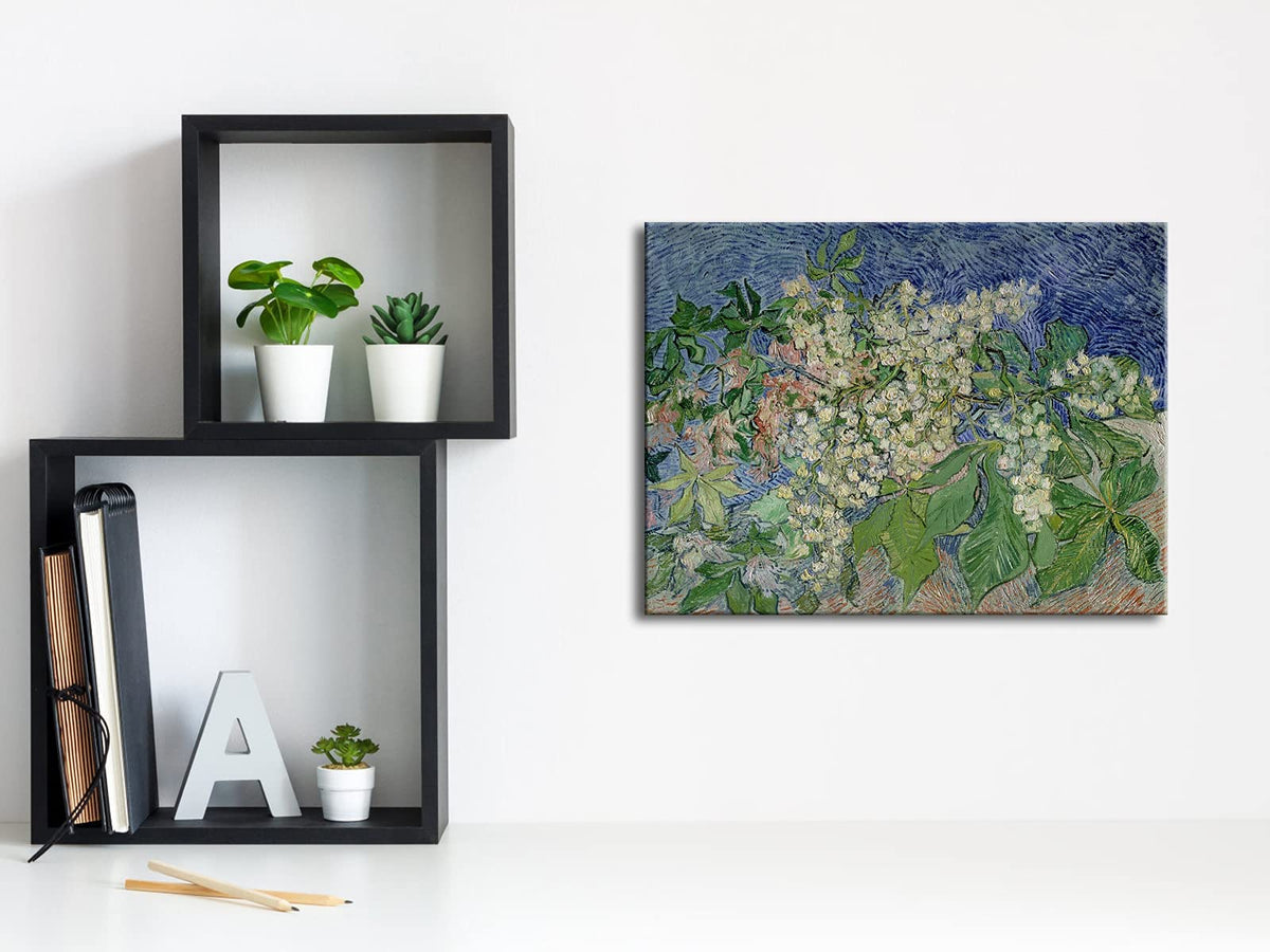 Wieco Art Blossoming Chestnut Branches Canvas Prints of Vincent Van Gogh Art Famous Paintings Reproduction Classical Flower Pictures Artwork Wall Art for Home Decor and Wall Decorations