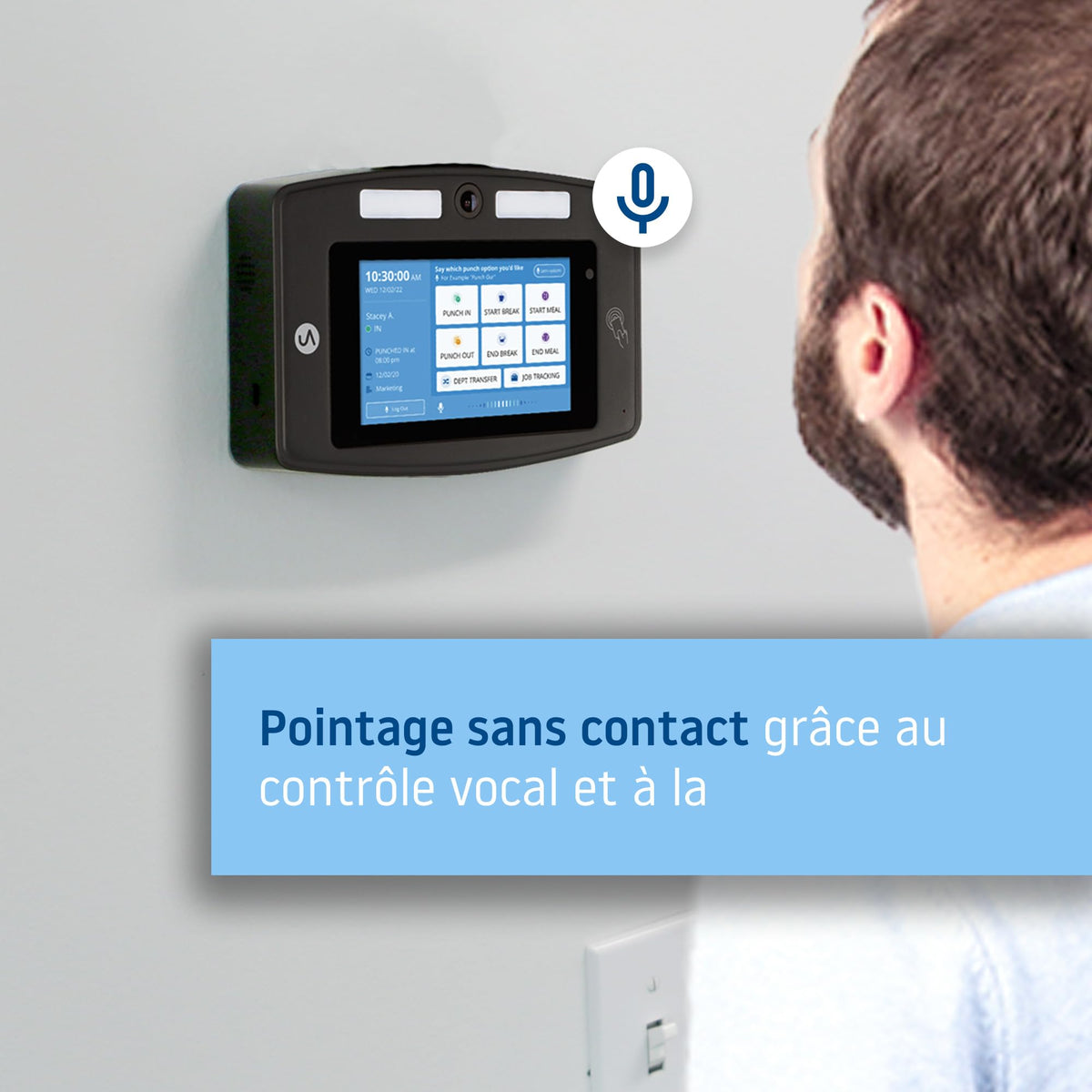 uAttend Touch-Free Voice Control and Facial Recognition Time Clock with Temperature Reader (DR2500)