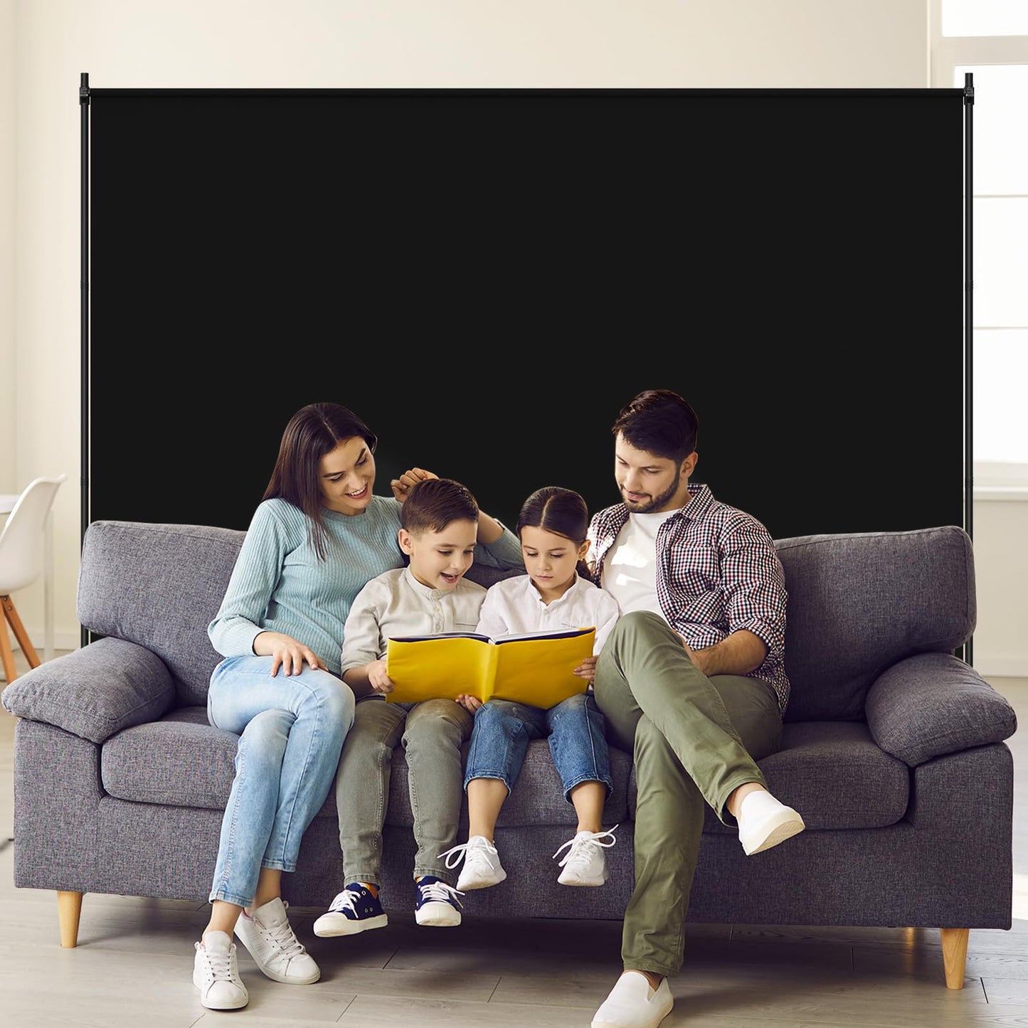 Room Divider, 72x72Inch Large Single Panel Privacy Screen with Thickened Fabric,Freestanding Partition Wall for Room Separation,Portable for Indoor Office,Bedroom,Outdoor Patio,Black