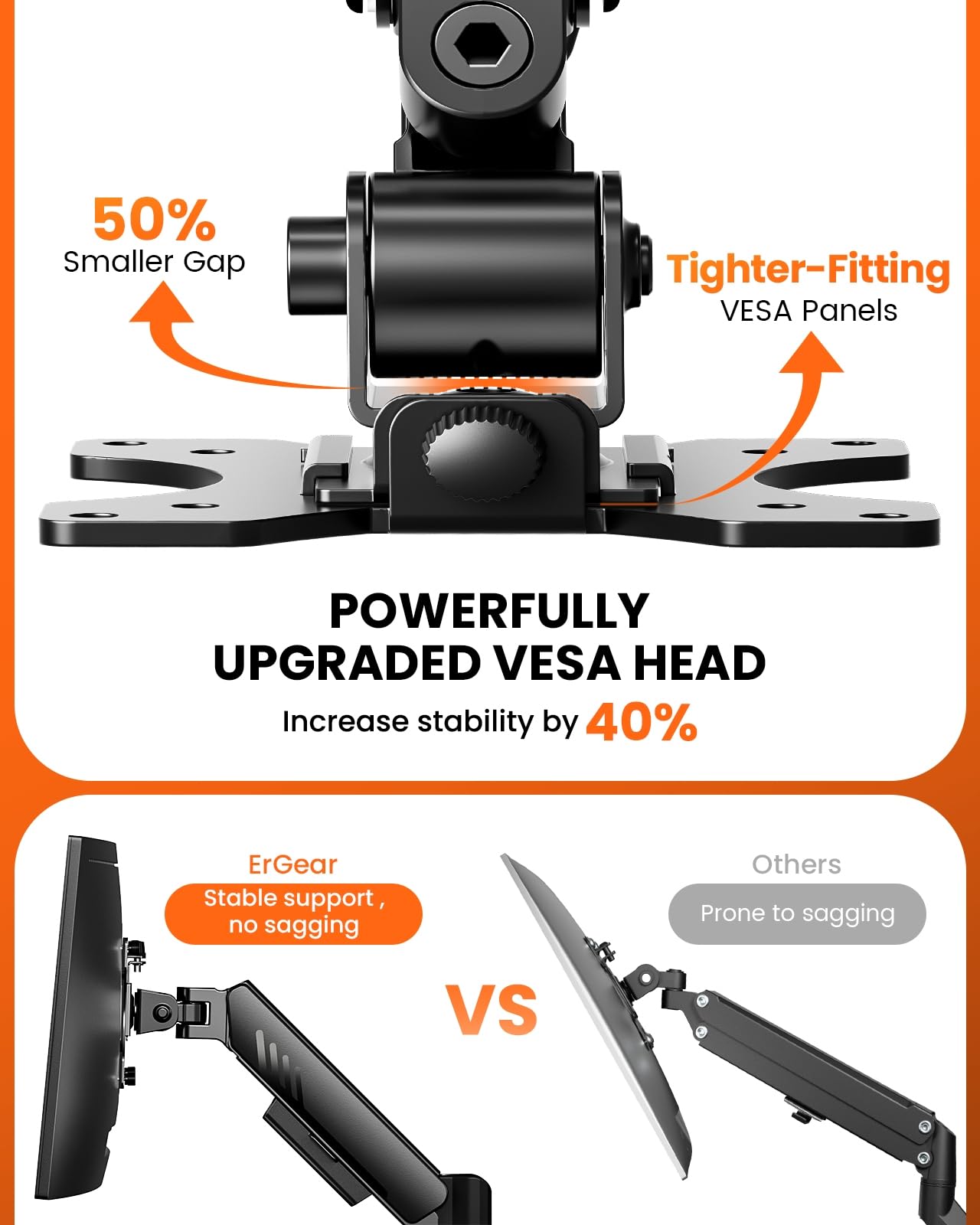 ErGear Vertical Dual Monitor Stand, Stacked Monitor Mount for 13-32″ Screens, Up to 19.8 lbs per Arm, Enhanced Stability with Integrated C-Clamp, Upgraded Cable Management, VESA 75x75/100x100mm, Black
