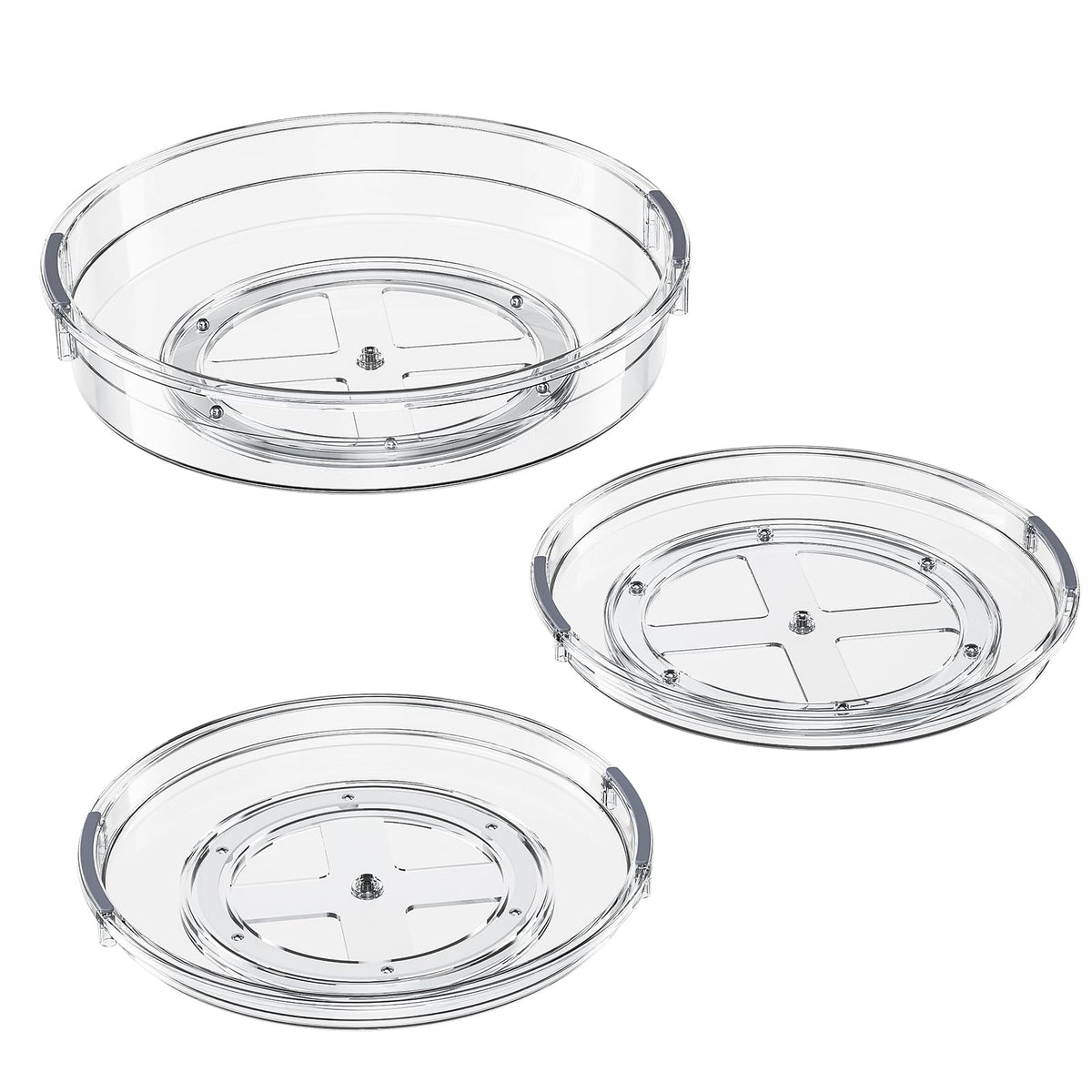 LAMU 3 Pack Lazy Susan Organizer Turntable for Cabinet, Pantry Organizers and Storage, Rotating Condiment Organizer for Kitchen, Table Top, Fridge, Countertop, Spice Organization, 9.25'' 10.6'' 12''