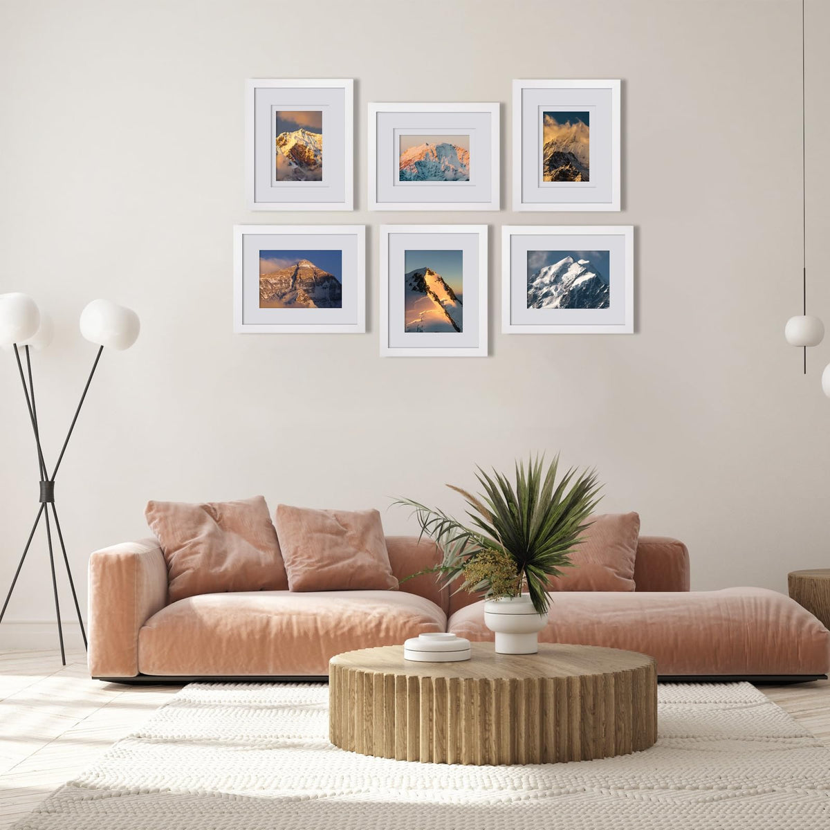 Egofine 8x10 Picture Frames Set of 6, Made of Solid Wood Covered by Plexiglass Display 4x6 and 5x7 with Mat or 8x10' without Mat, for Table Top Display and Wall Mounting Photo Frame White