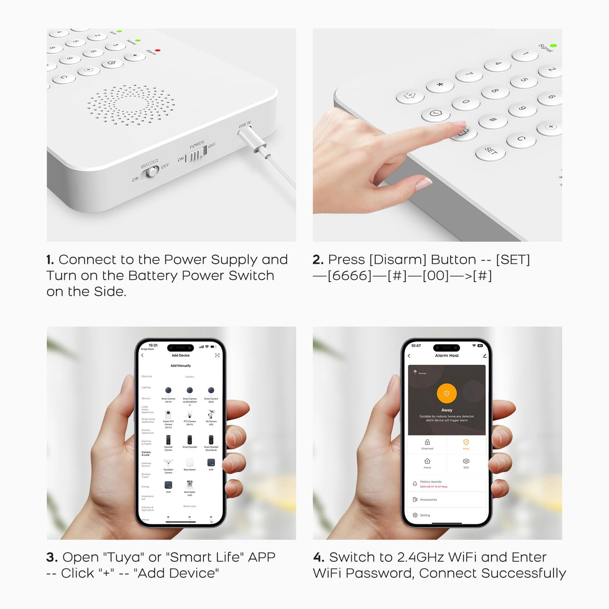 YBJ Alarm System for Home Security,DIY Wireless Home Alarm System with Door and Motion Sensors,Smart Keypad,No Subscription Fee (20-Piece-Kit)