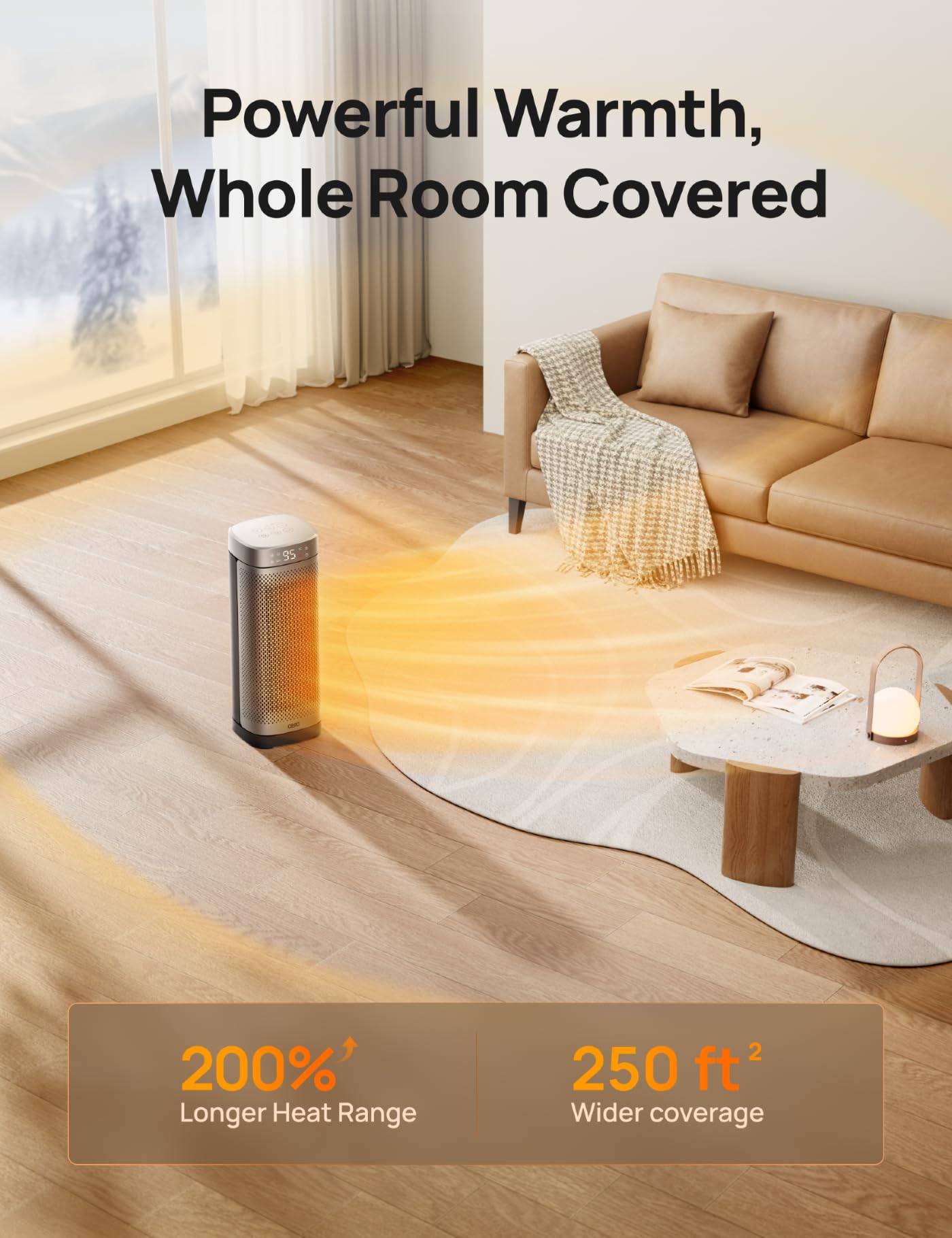 DREO Space Heaters for Indoor Use, Fast Heating Portable Heaters with Remote, Large PTC Ceramic Electric for Bedroom, 12H Timer, 70° Oscillation, Overheat Protection, 1500W Safety Heat for Home Office