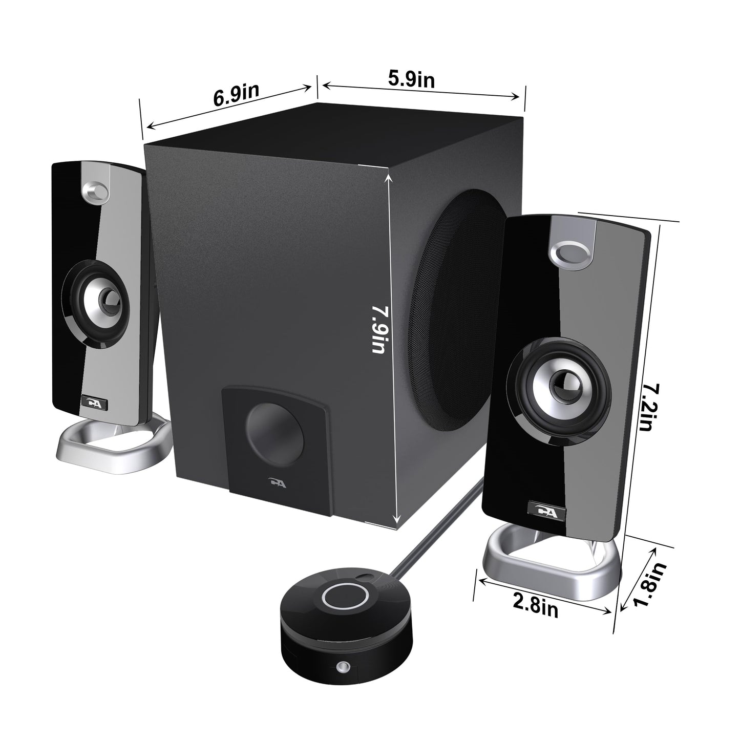 Cyber Acoustics CA-3090 2.1 Speaker System with Subwoofer with 18W of Power – Easy Setup and Convenient Controls, Great for Music, Movies, and Gaming