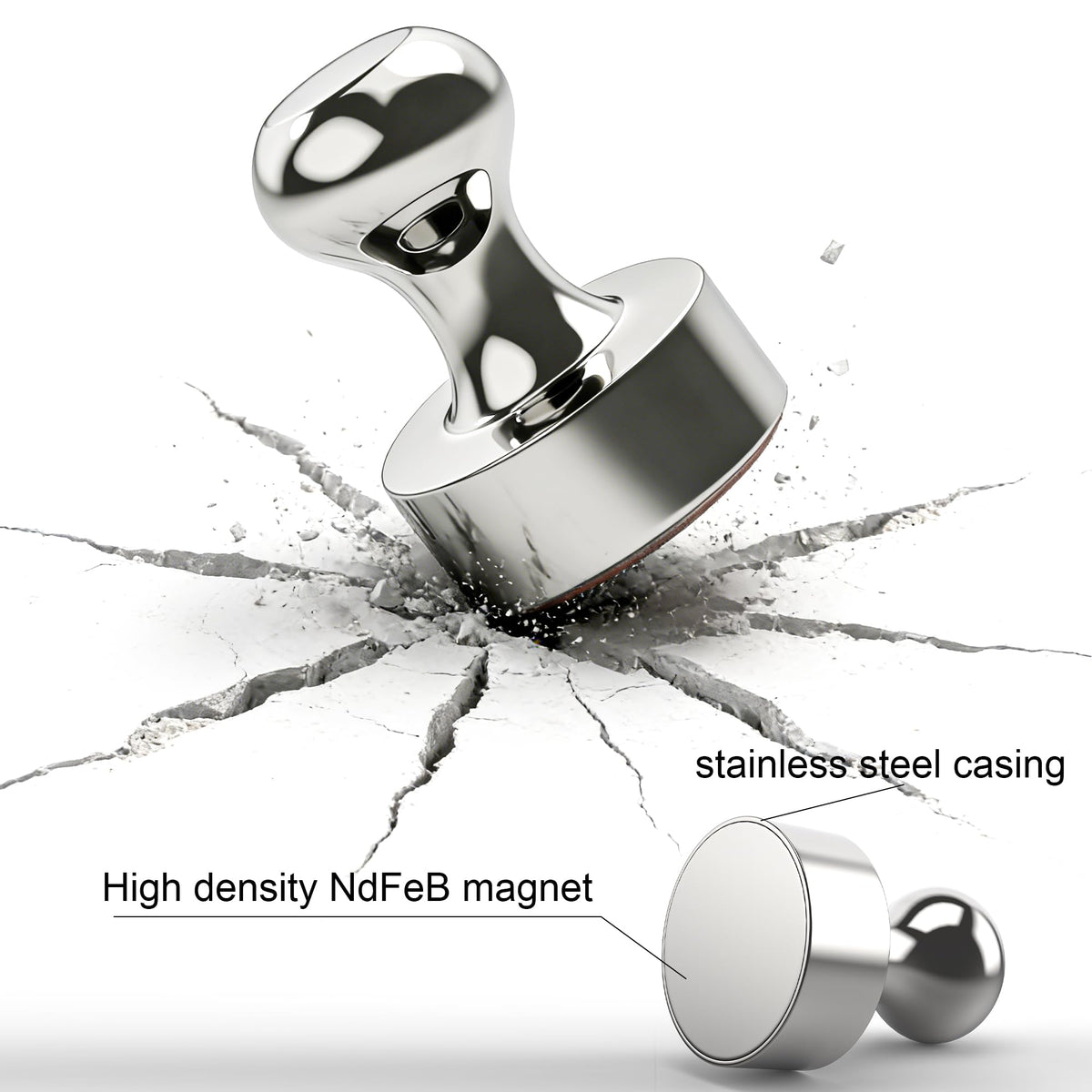Tiergrade Metallic Magnets, Refrigerator Magnets, 60 Pack Silver Magnetic Push Pins, Strong Fridge Magnets, Multi-use Whiteboard Magnets Perfect for Kitchen Office Classroom