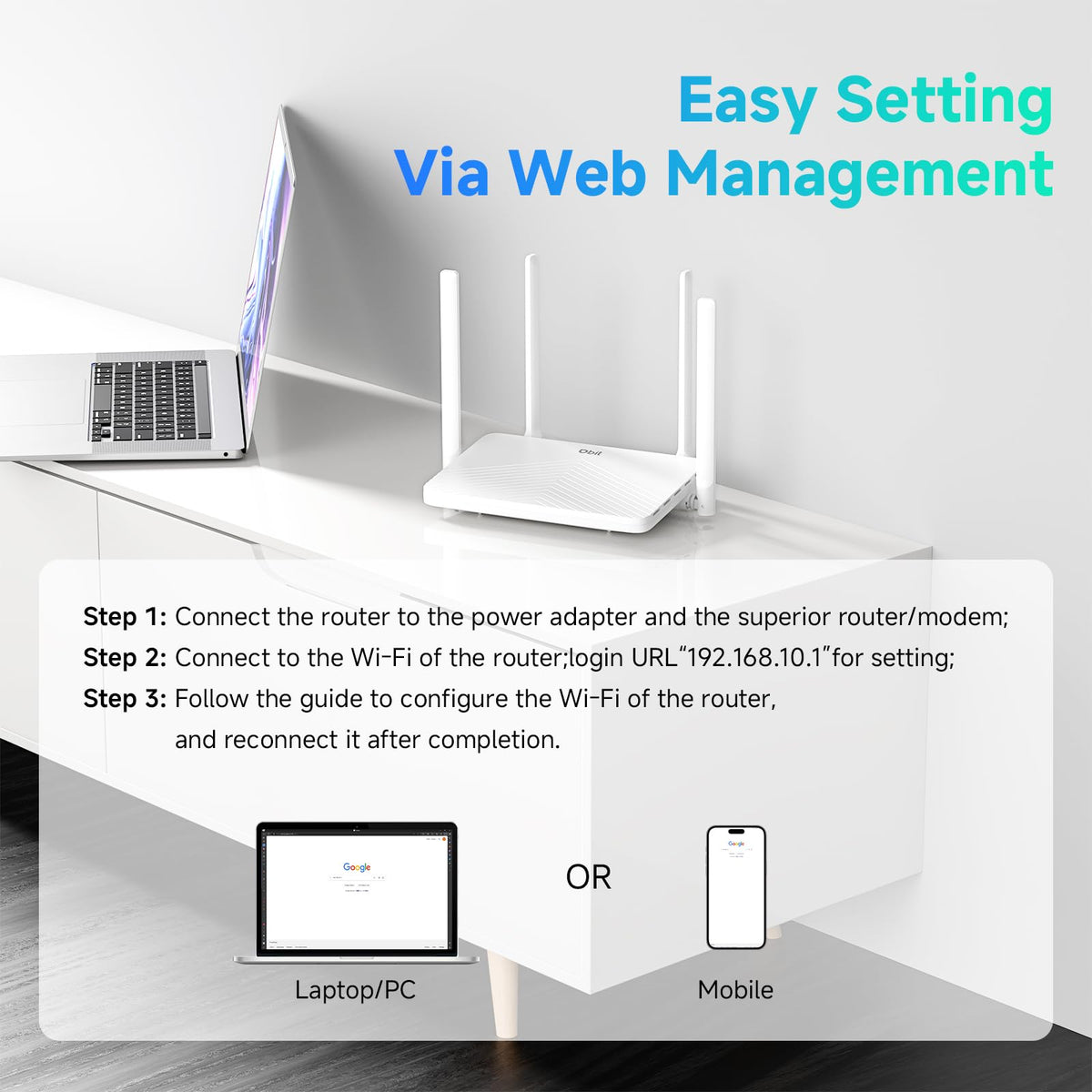 DBIT AC1200 Dual Band Mesh WiFi Router Long Range Wireless Internet Router with 4 x High-Power FEMs, 4 x 10/100/1000 Mbps Gigabit Ports, WPA3 Security, Parental Controls, Guest Network (T18-21K Pro)