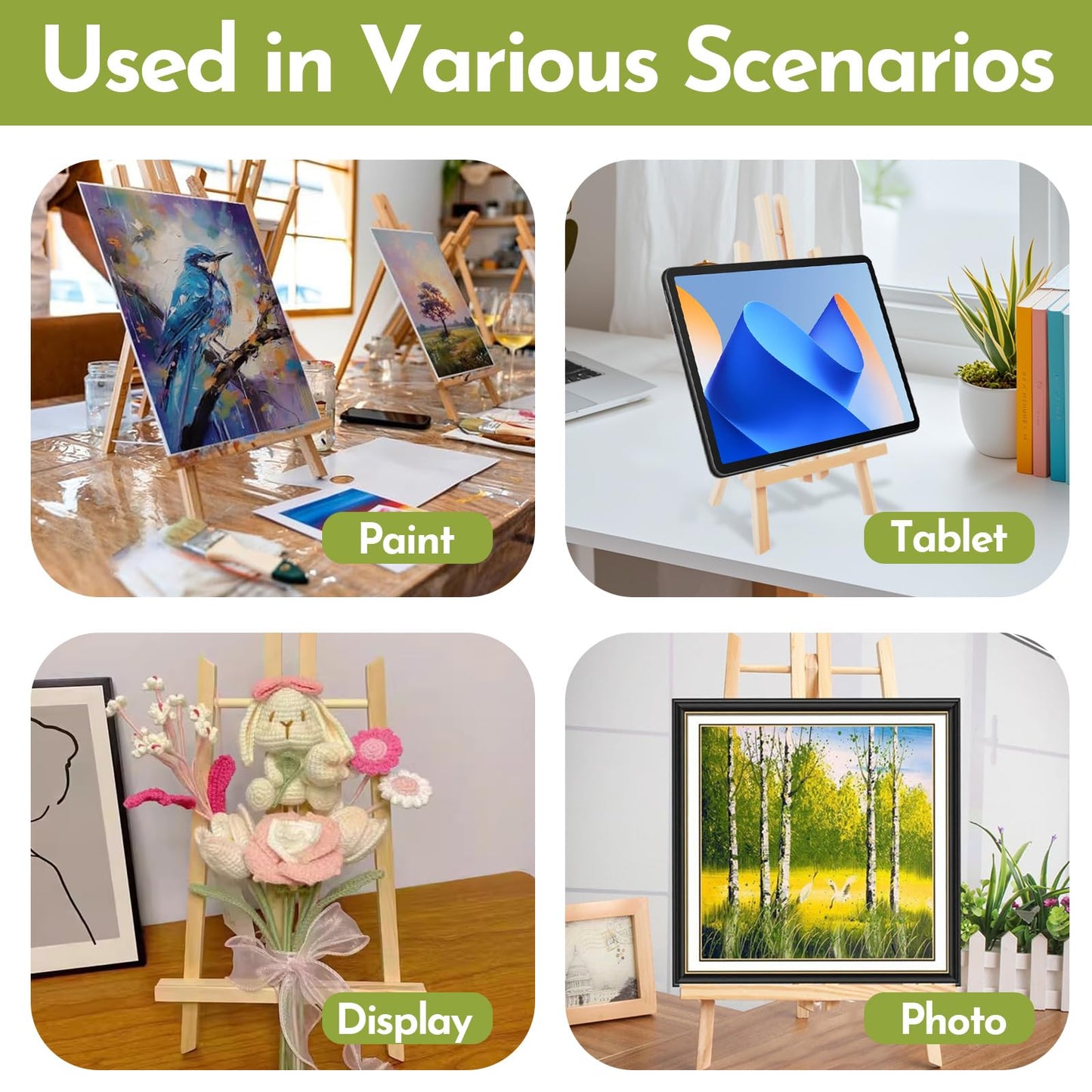 Conda 2 Pack 18 Inch Wooden Tabletop Easel Stand, A-Frame Art Painting Easel for Painting, Display & Art Creation, Canvas Holder for Artists, Students & Hobbyists