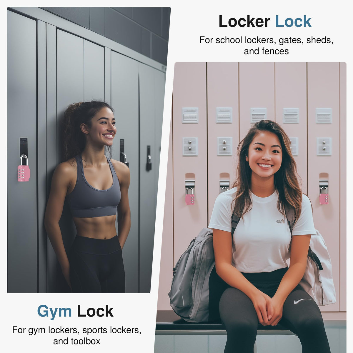 Puroma Combination Lock 4 Digit Waterproof Locker Locks Secure Outdoor Padlock for Gym Lockers, Toolboxes, Gates, Fences, Storage, Sports Locker, Cabinets (Basic Pink Rose)