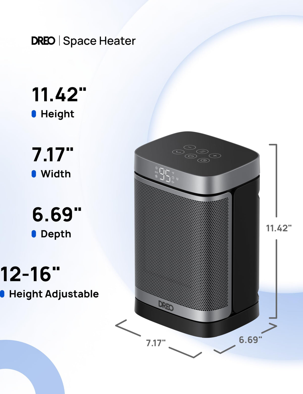 DREO Space Heater, 1500W Portable Electric Heaters for Indoor Use, PTC Ceramic Heater for Office with Remote, Thermostat, 70°Oscillation, 12H Timer, 5 Modes, Safe Quiet Room Heater for Bedroom