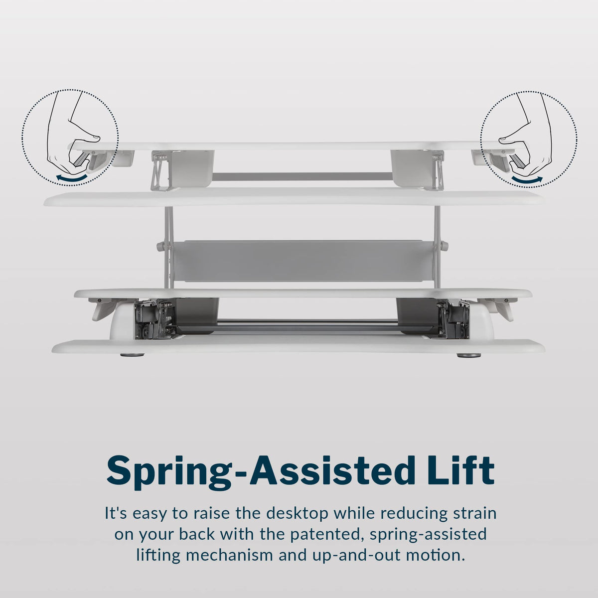 Vari Varidesk Pro Plus 36 Standing Desk Converter – 11 Height Settings + Spring Lift, 2 Tier Design, Keyboard Tray, Fits Desktops 36” Wide x 26.5" Deep – Delivers Fully Assembled (White)