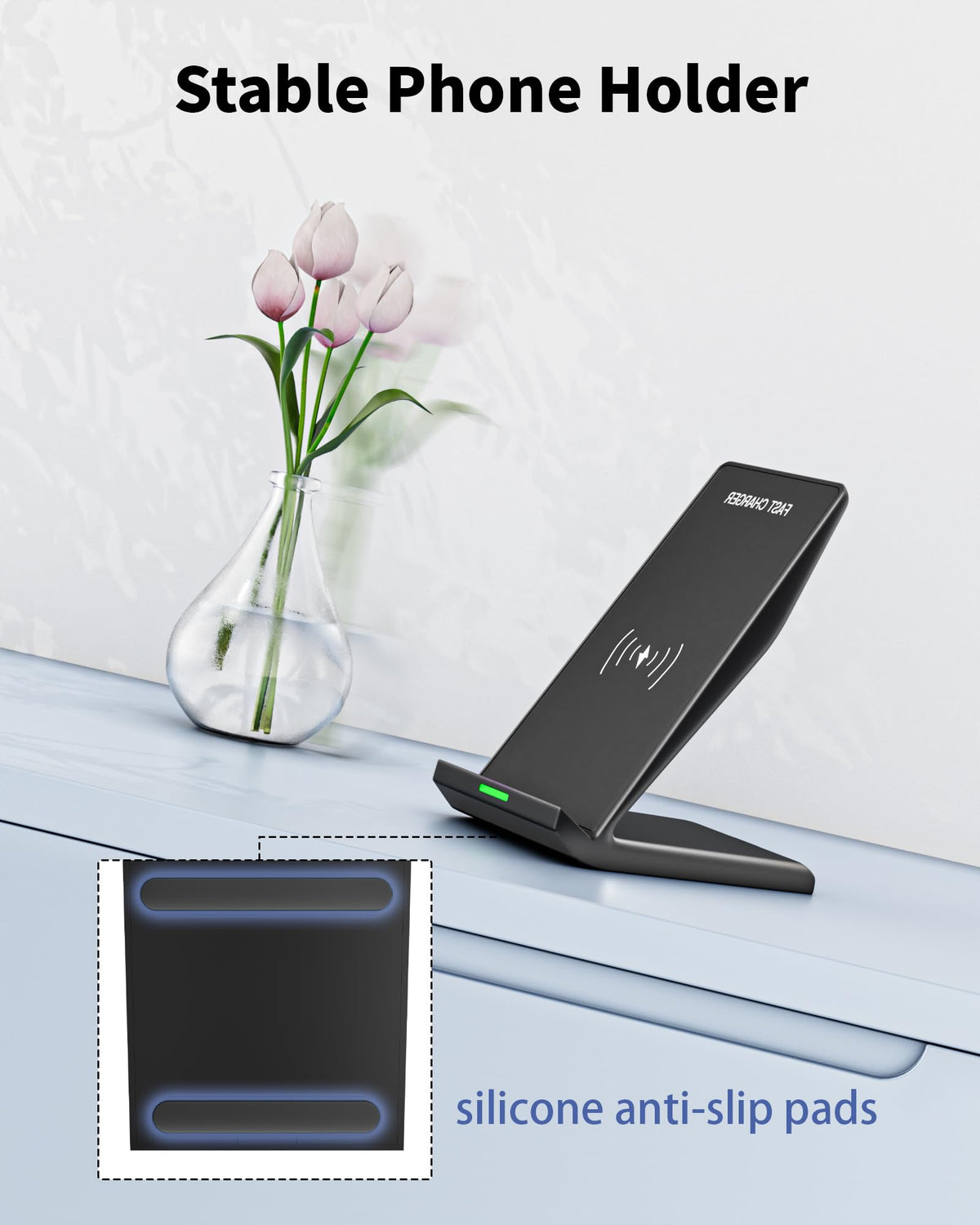 Fast Wireless Charger for Samsung, 15W Wireless Charging Stand Desk Phone Charger Stand with PD 20W USB C Plug Adapter for Samsung Galaxy S24 Ultra S24+ S23 S22 S21 S20, Pixel 8 7 Pro, iPhone 17 16 15