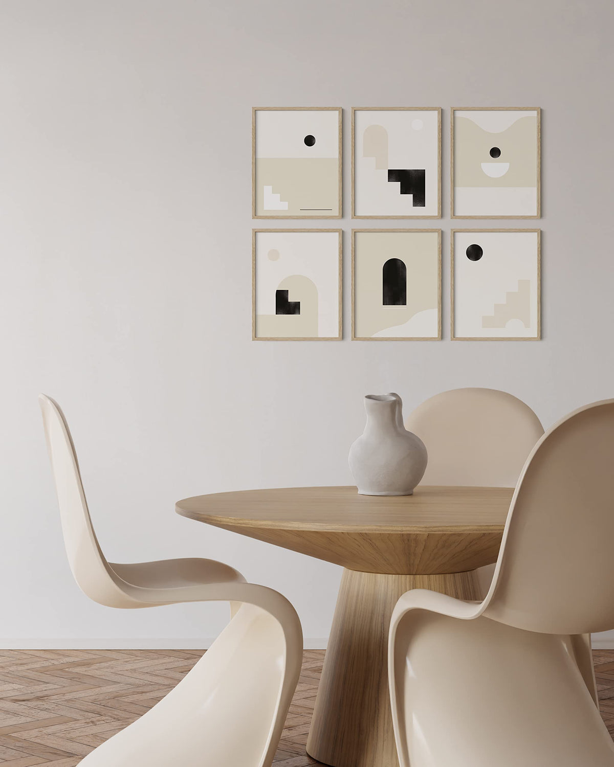 HAUS AND HUES Beige Oak Wood 11x14 Picture Frame - Modern Wood Wall Art Display - Lightweight 11x14 Frame for Art Prints, Photos, Posters - Ready-to-Hang Vertically & Horizontally (Set of 6)