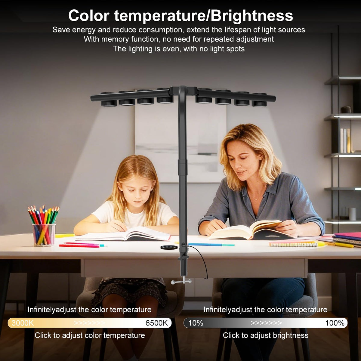 Omorepa 8 Light Sources Gooseneck Tree Desk Lamp with Clamp, 24W Eye-Care Bright LED Desk Light with Free Rotation, Dimmable Reading Table Light for Desktop Working,Drafting,Reading