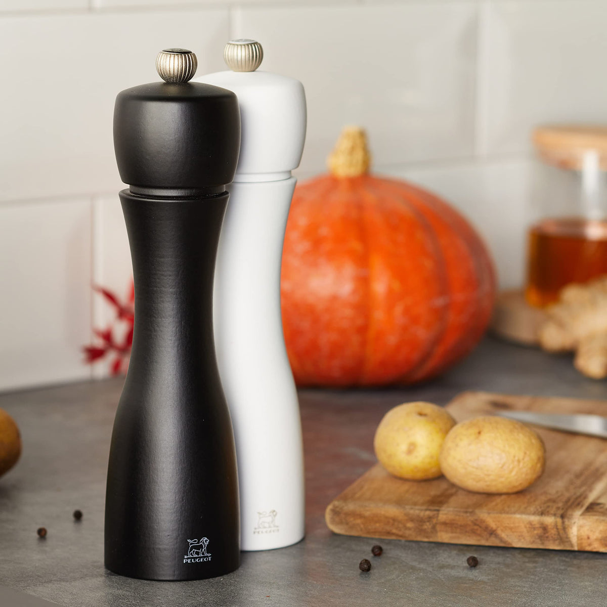 Peugeot Tahiti 8 Inch Black Pepper Mill and White Salt Mill Set