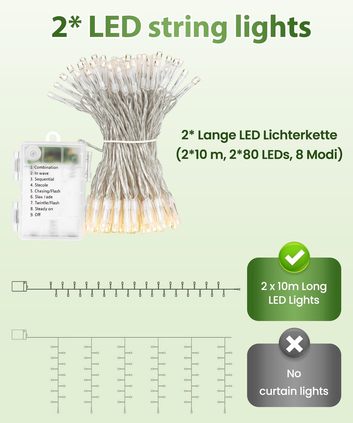 KASZOO 24Pack / Each 82 inch, Artificial Ivy Garland Fake Plants with 160 LED String Light, Green for Wedding Party Garden Outdoor Greenery Wall Decoration
