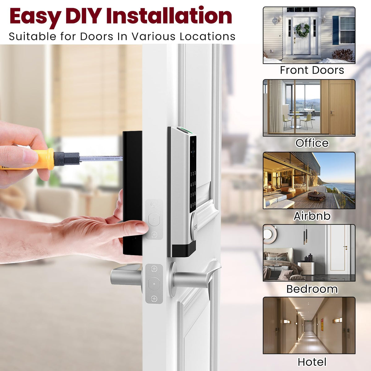 DEVO G1 Keyless Entry Deadbolt- 6-in-1 Smart Lock with Camera & Doorbell, Wi-Fi Smart Door Lock for Front Door with Fingerprint, Auto Locks, App Remote Light Sliver