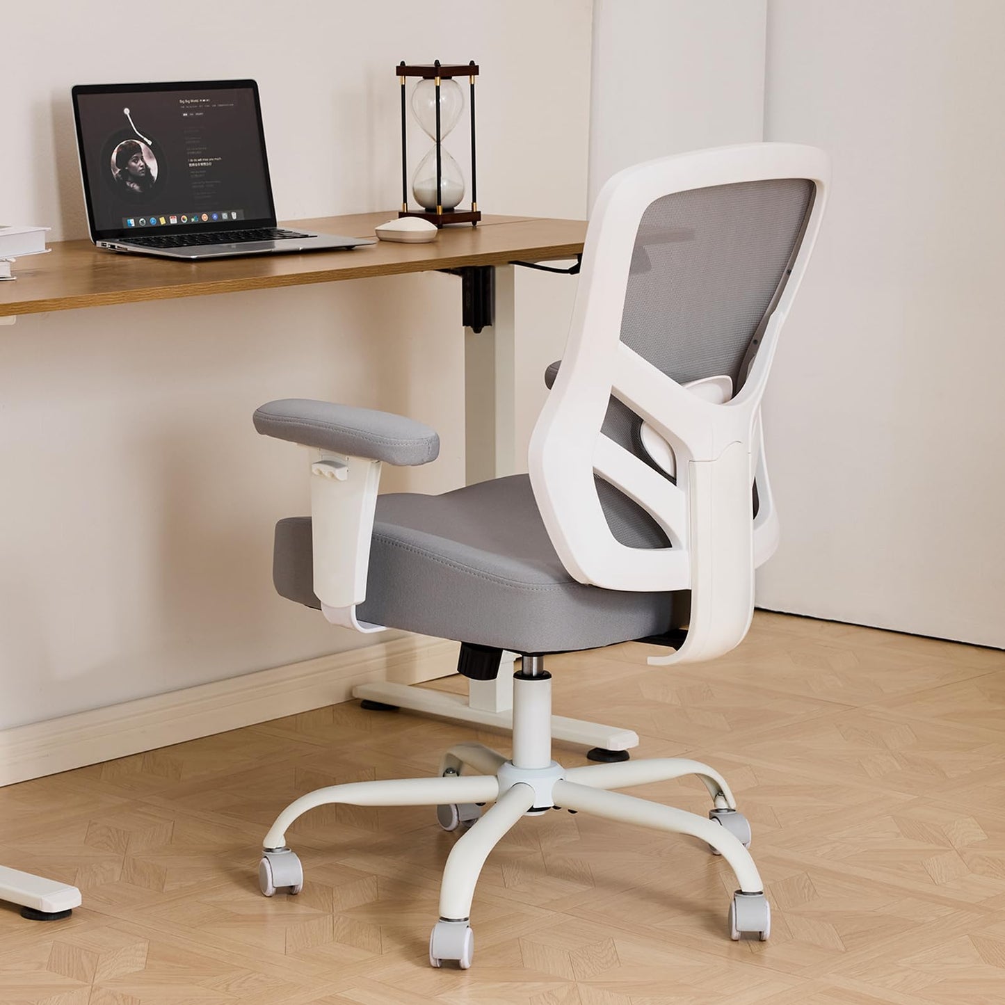 YFO Ergonomic Office Chair, Mesh Computer Desk Chair with Adjustable Back Lumbar Support and Armrests, Comfy Executive Rolling Swivel Task Chair for Home Office, Grey