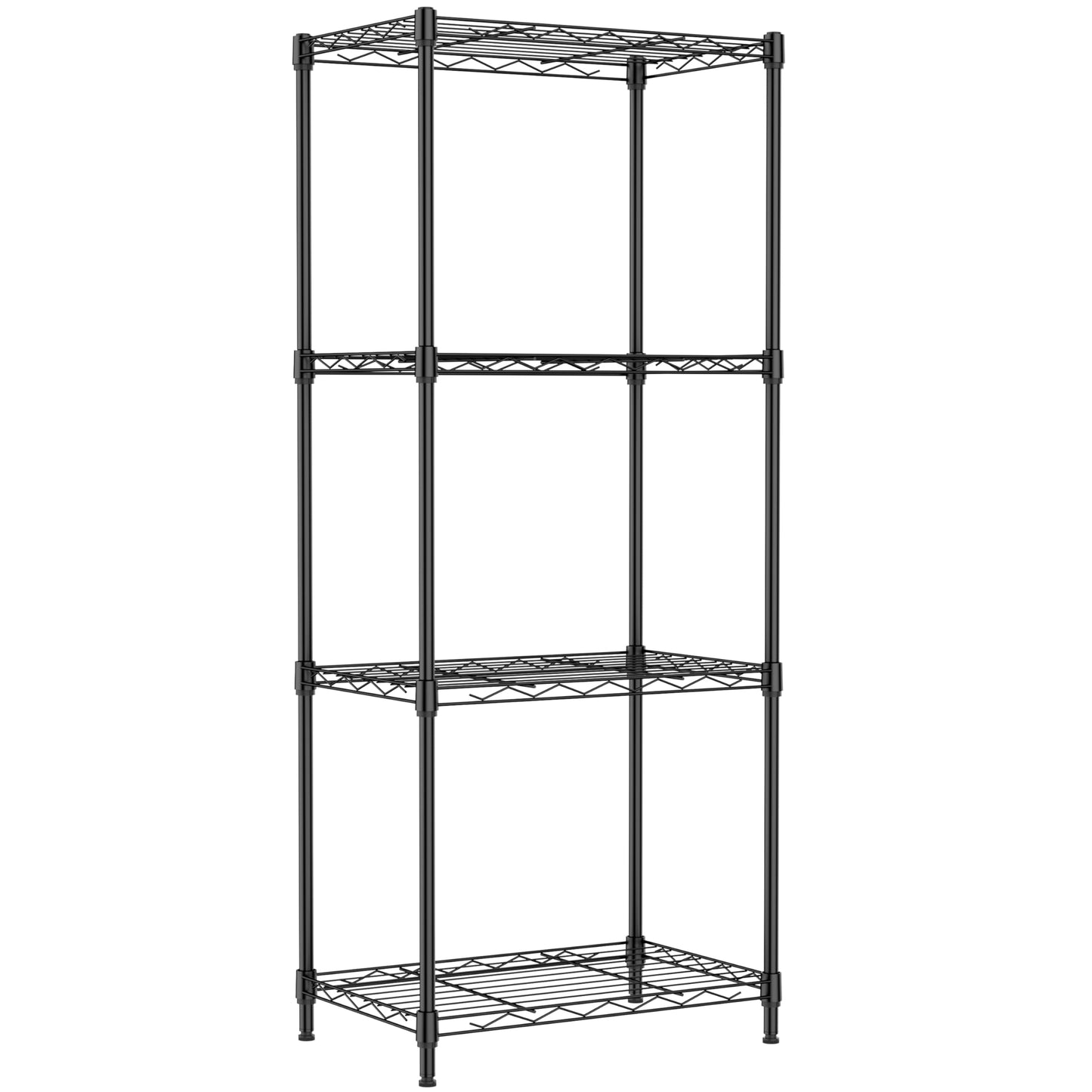 IZEUK 4 Tier Metal Wire Shelf Unit, Black Storage Rack Organizer for Kitchen, Bedroom, Living Room or Laundry Room, 17.7" W x 11.8" D x 41.9" H