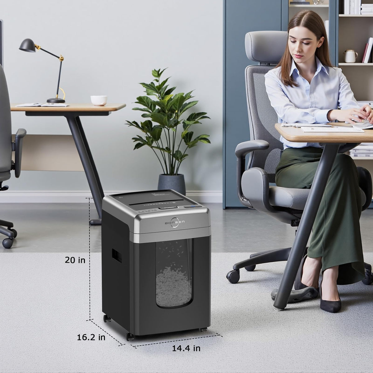 BONSEN 300-Sheet Auto Feed Paper Shredder, 60 Minutes Non-Stop Commercial Grade Heavy Duty Shredders for Office, 8.1 Gallon Micro Cut Document Shredder, P-4 Security Level,58dB Super Quiet