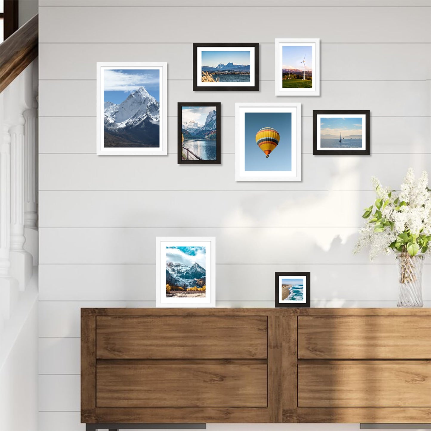 Hongkee 10x12 Picture Frame with Real Glass - Display Pictures 8x10 with Mat or 10 x 12 without Mat, Photo Frame for Wall or Table Top Display(White, 3 Pack)