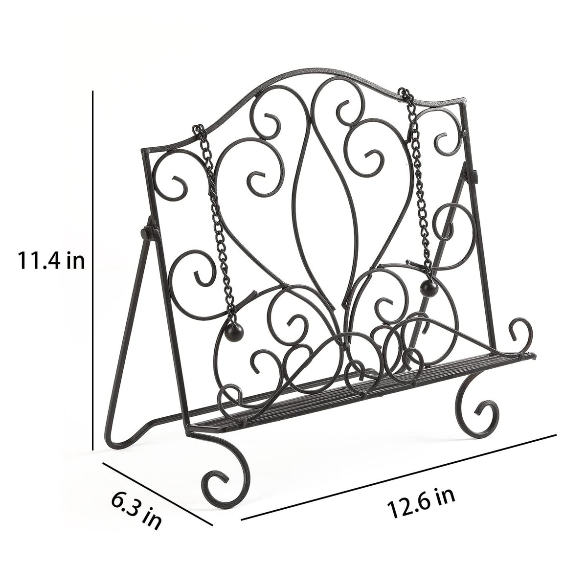 MOCOME Metal Cookbook Holder Recipe Book Stand for Kitchen, Vintage Scrollwork