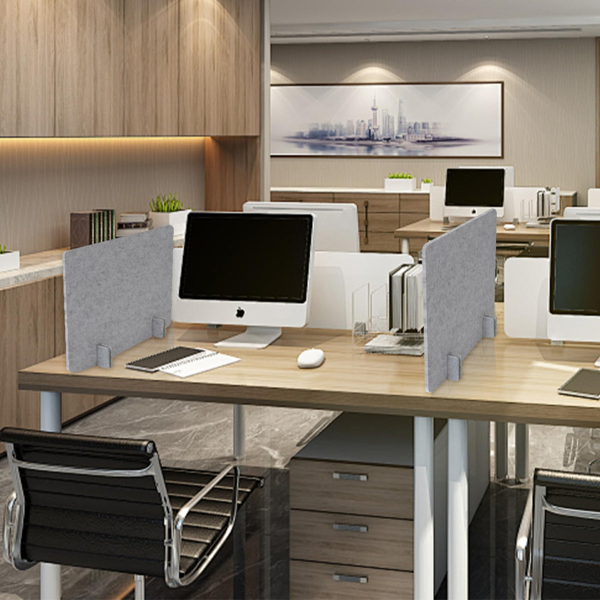 KEPYDRMTF Desk Privacy Panel Set, Desk Partition Cubicle Wall Freestanding Noise-Reduction Panels Room Divider, Soundproof Partition with Support Feet for Office or Home Use (Light Grey, 40 * 60 cm)