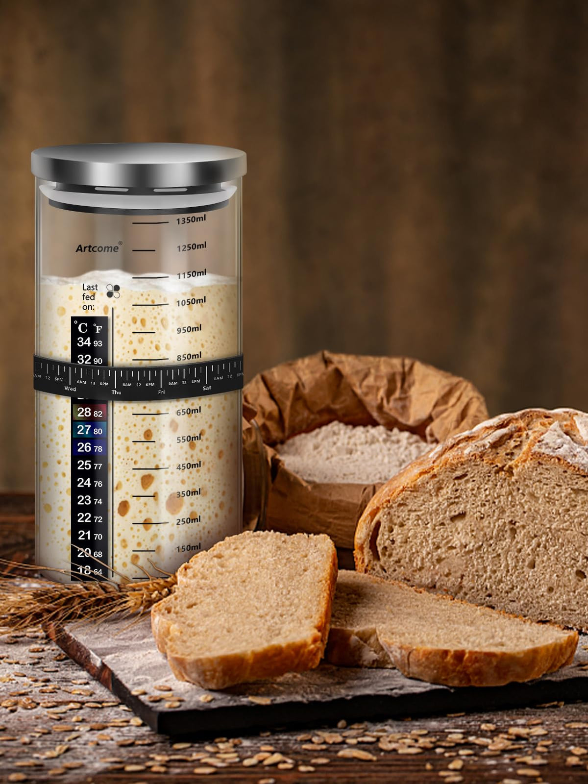 Sourdough Bread Baking Kit - Breads Making Tools - Complete Sourdough Starter Kit with Proofing Baskets, Jar, Dough Whisk, Pastry Mat, Bread Knife & Tools - Gifts for Bakers Women & Moms