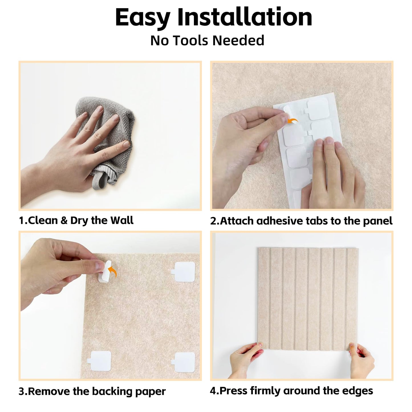 Large Felt Bulletin Board for Wall, 8 Pack Felt Board Tiles, 48'' x 24'' Modular Pin Board with Adhesive Tabs, High-Density Sound-Absorbing Felt Wall Organizer for Home Office, Light Tan (Light Tan)