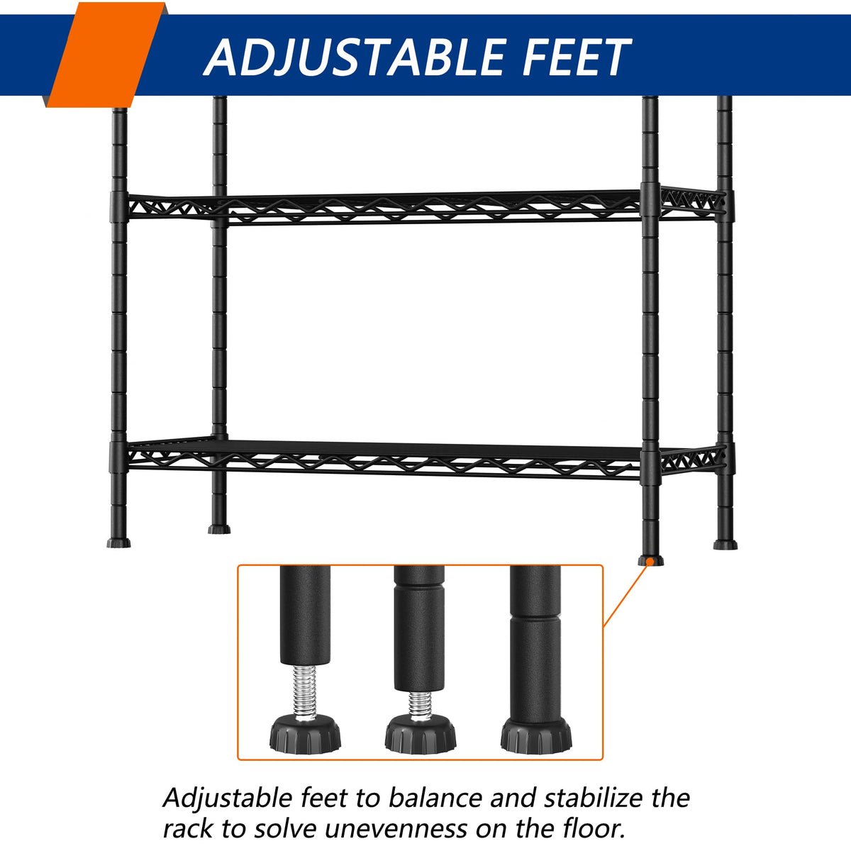 4-Shelf Adjustable Heavy Duty Storage Shelving Unit, Metal Organizer Wire Rack for Laundry Bathroom Kitchen Pantry Closet, Black