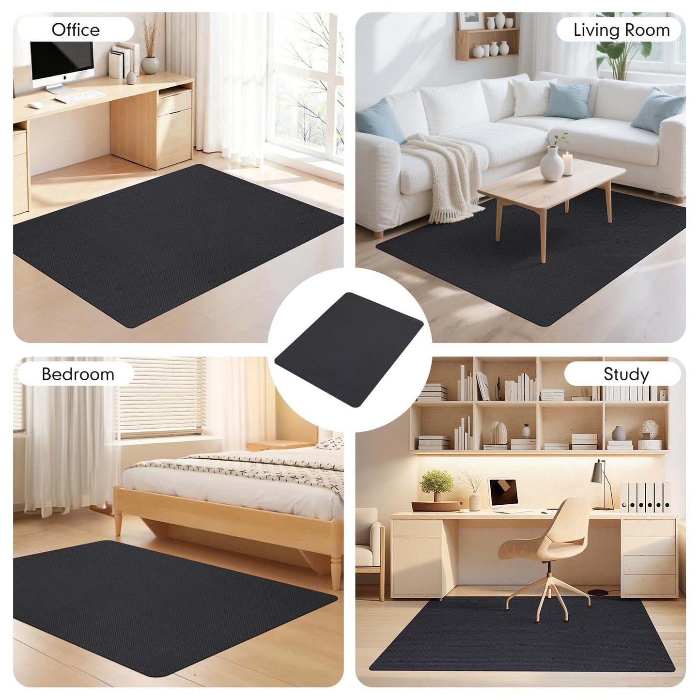 Office Chair Mat for Hard Floors,36"x48" Anti-Slip Waterproof Hardwood Floor Chair Mat,Heavy Duty Floor Protector Rolling Chairs for Home Office(Black)