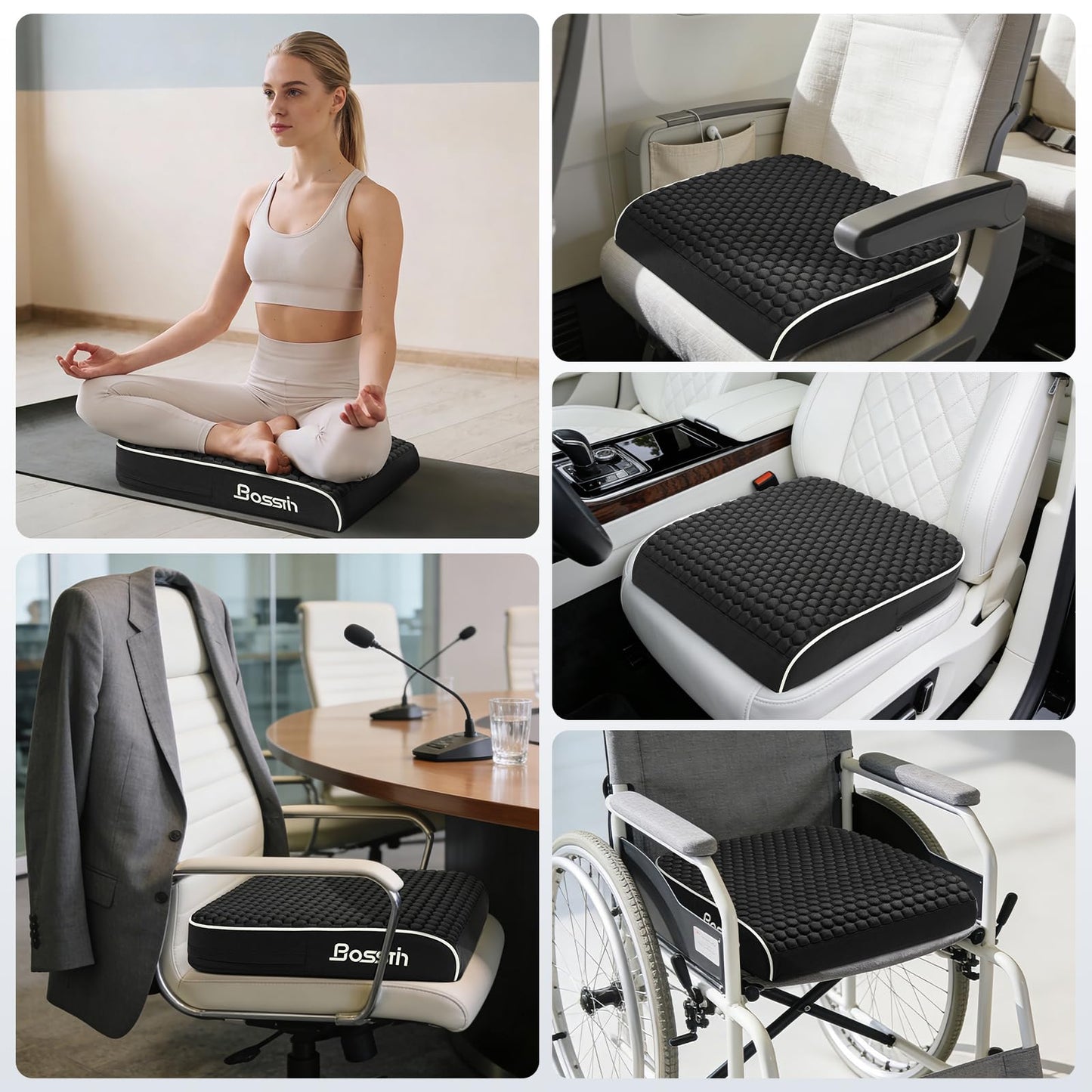Extra Large Office Chair Cushion (19"x17"x3"), Seat Cushion with Honeycomb Message Dots & High-Resilient Foam for Back & Tailbone Pain Relief, Butt Pillow for Long Sitting, Car Seat, Wheelchair, Floor