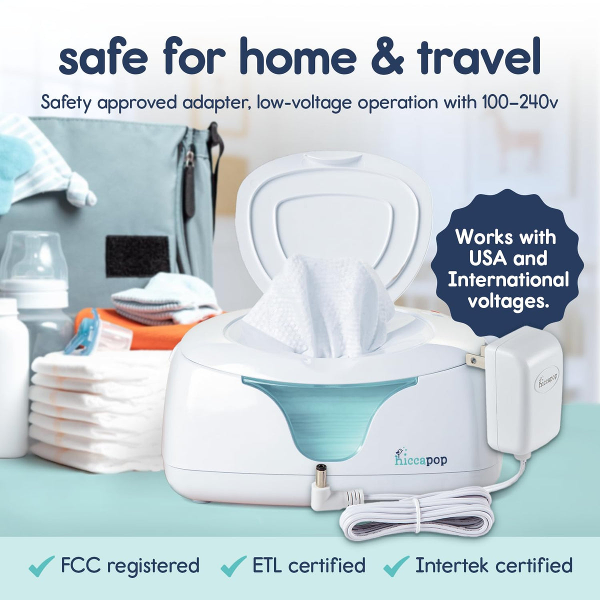 Hiccapop Baby Wipe Warmer and Baby Wet Wipes Dispenser | Baby Wipes Warmer for Babies | Diaper Wipe Warmer with Changing Light, White
