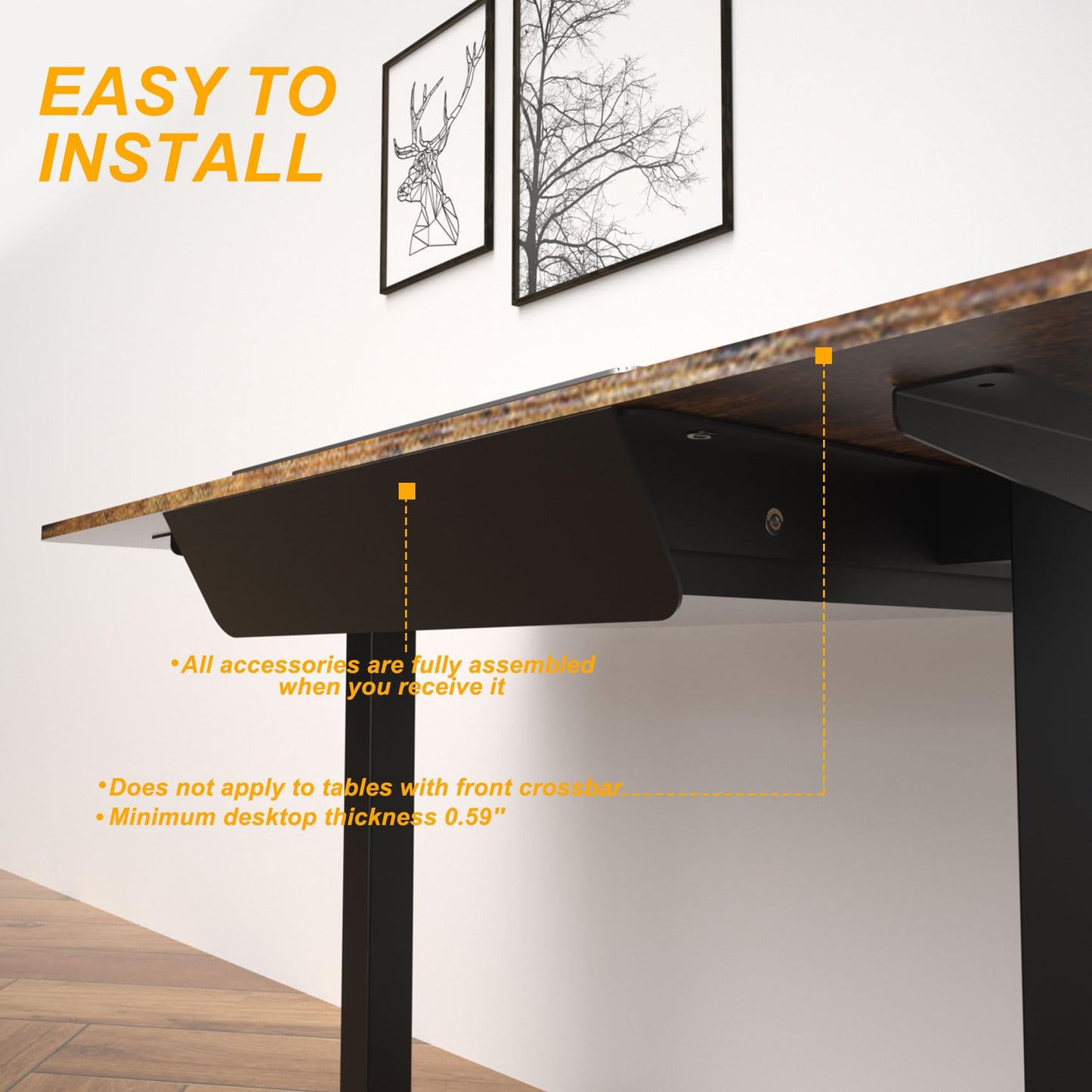Gaxomo Under Desk Mounted Sliding Drawer with 60 Degree Tilt Panel to Pull Out, 15'' Long & 9'' deep Large Storage Organizer for Sit Stand Workstation