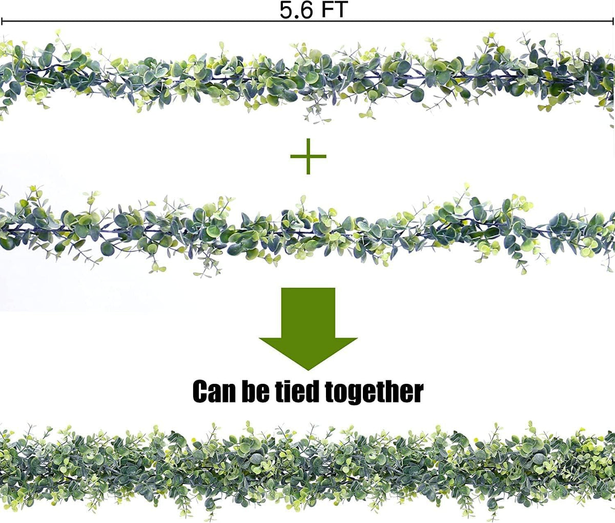 Sggvecsy Artificial Eucalyptus Garland 5 Pack Fake Eucalyptus Greenery Garland Faux Hanging Plants Artificial Vines, 5.6 Feet/Strand for Wedding Backdrop Arch Wall Table Party Outdoor Festival Decor