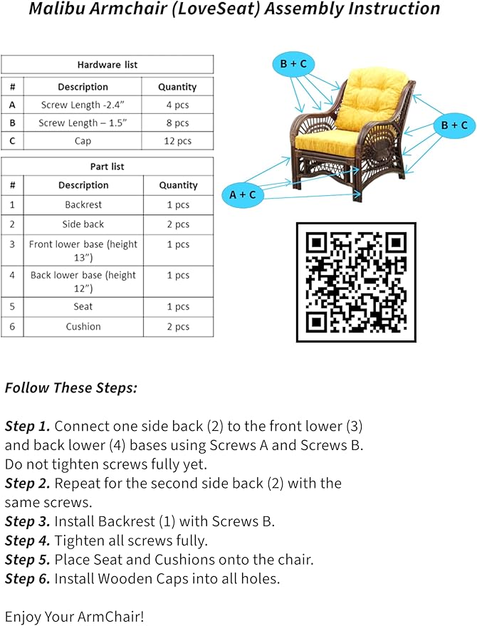 Malibu Lounge Set of 4: 2 Natural Rattan Wicker Chairs, Three-Seater Sofa and
