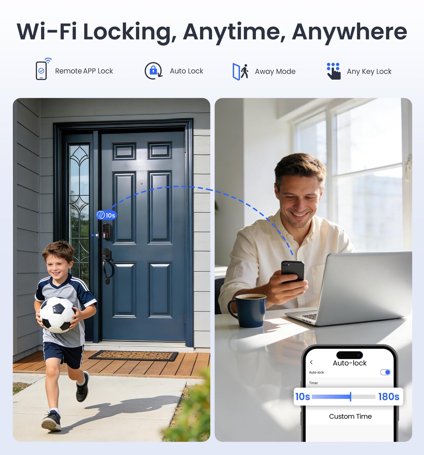 Veise VE027 Built-in Wi-Fi Smart Lock, Fingerprint Keyless Entry Front Door Lock, App Remote & Voice Control, No Hub Needed, Touchscreen Keypad Deadbolt, IP65 Waterproof, BHMA Grade 3, Matte Black