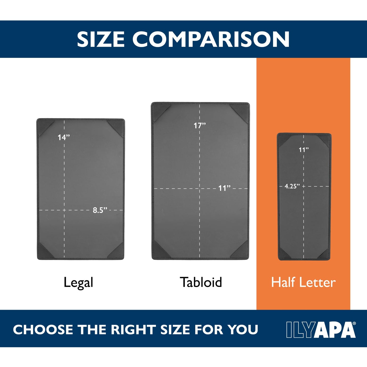 Ilyapa 5 Pack Restaurant Menu Covers 4.25 x 11 - Vinyl Leather Menu Holder, Single Sided Book with Corner Sleeves for Display of Wedding Menus, Weekly Kitchen Specials & Bar Drinks for Table Top
