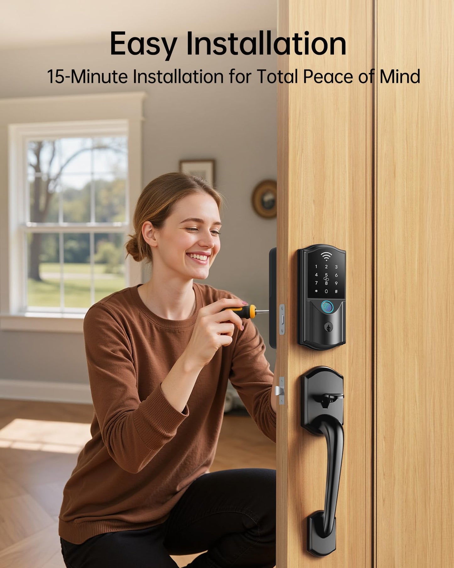 WiFi Smart Lock for Front Door – Firstriver Keyless Entry Electronic Deadbolt with Biometric Fingerprint & Digital Keypad Built-in Wi-Fi App Control Auto Lock Compatible with Alexa & Google Assistant