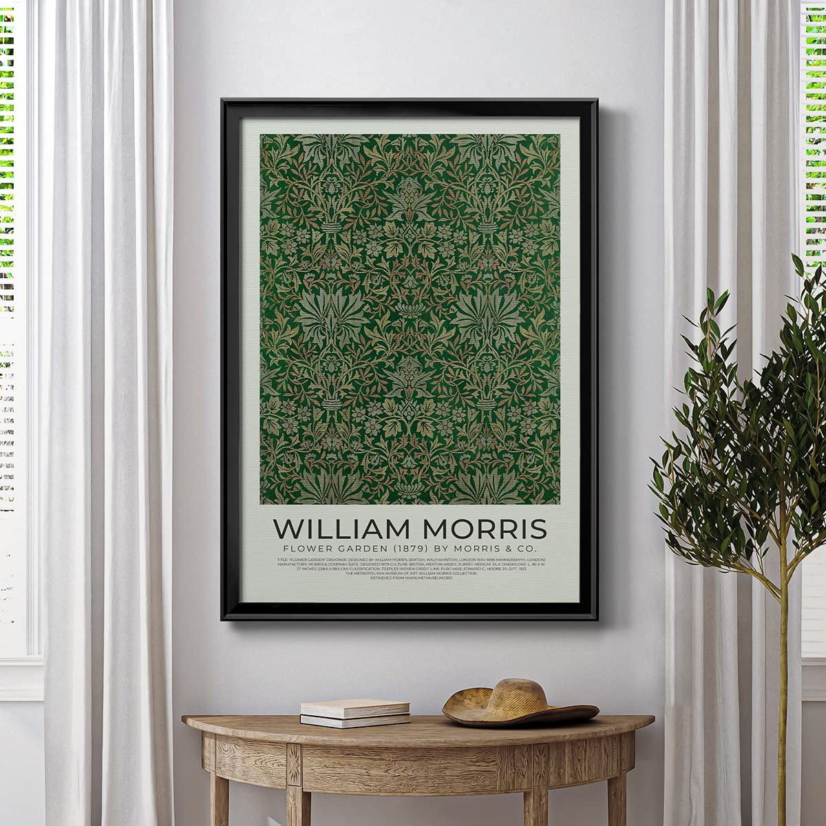 William Morris Wall Art Collection Décor Flower Garden (1834-1896) Premium Framed Modern Art Print Artwork - Ready to Hang for Home and Office
