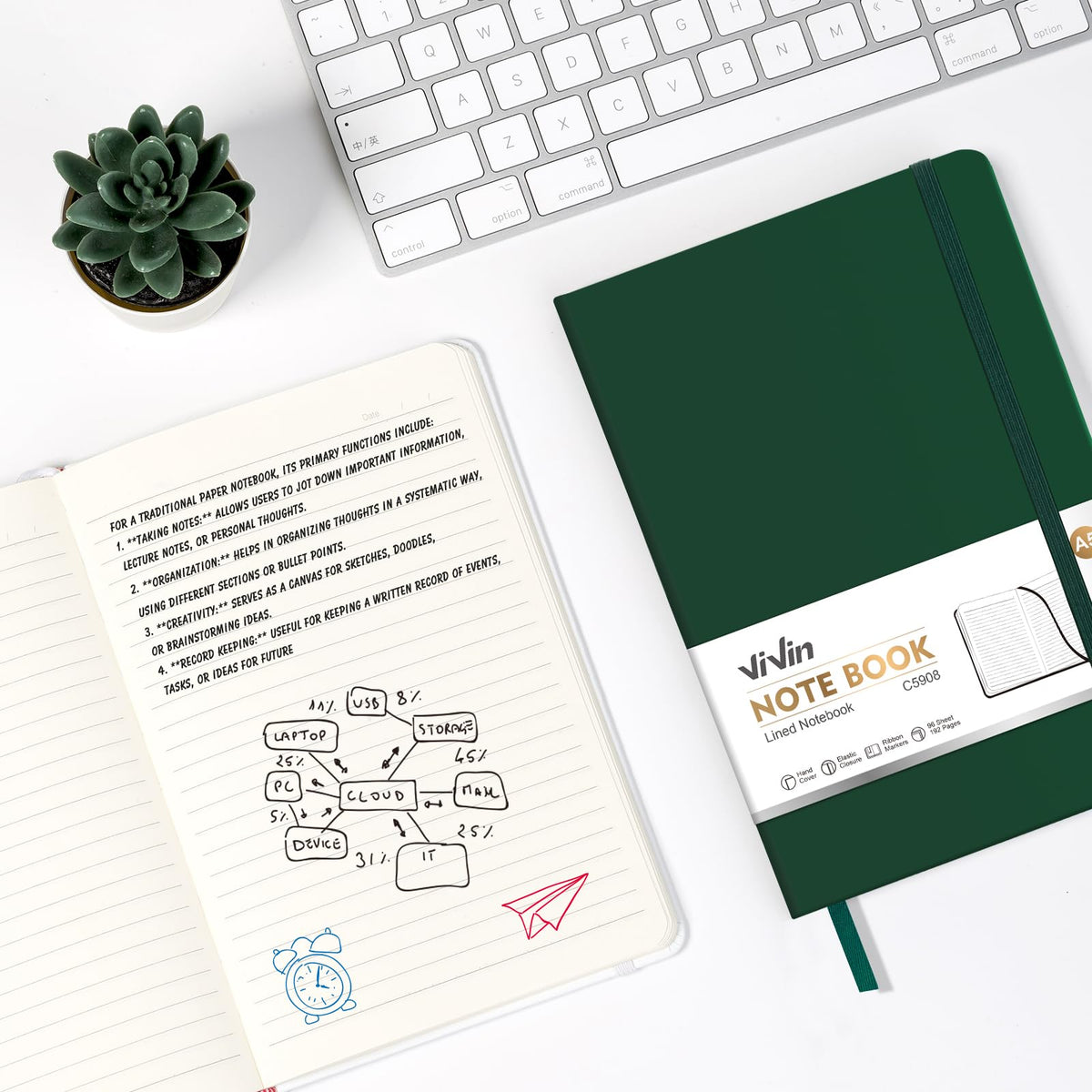ViVin Lined Journal Notebooks, 3 Pack, (Black, Burgundy, Dark Green), 192 Pages, Medium 5.5 x 8.3 inch, College Ruled, A5 Hardcover Notebooks, Journaling Notebooks for Work, Writing, School