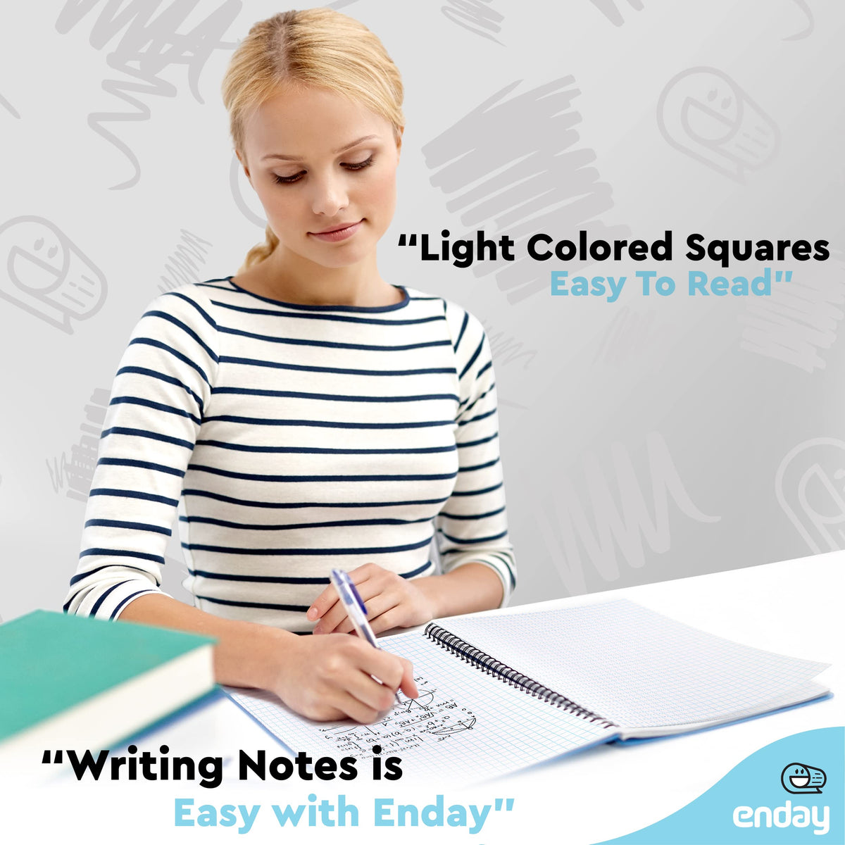 Emraw Graph Paper Notebook (4 Pack) Grid Notebook, Graph paper spiral notebook, Graph notebook, 4 Squares per inch Grid paper notebook, White Paper Quad Ruled Spiral Assorted Colors - by Enday