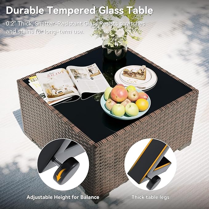 Aoxun Patio Furniture Set with Fire Pit Table, 8 Piece Outdoor Sectional Sofas